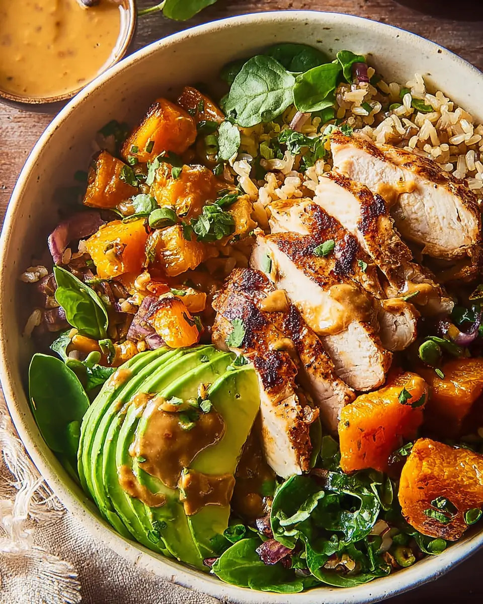 A delicious plate of Peanut Chicken Protein Bowls