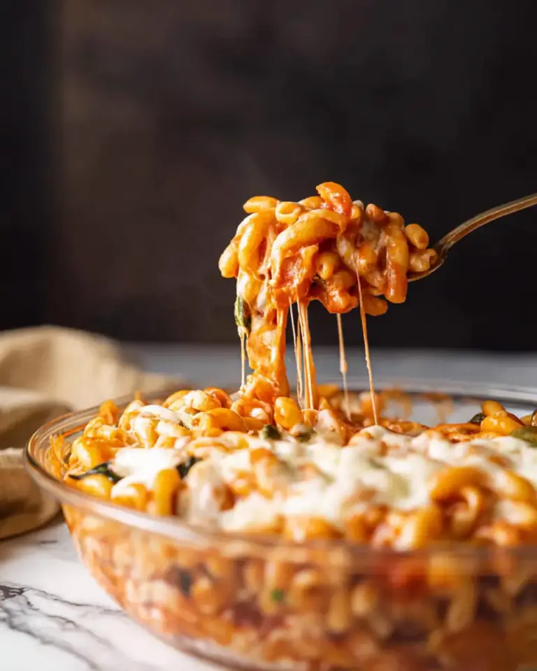 A delicious plate of Air Fryer No-Boil Baked Pasta