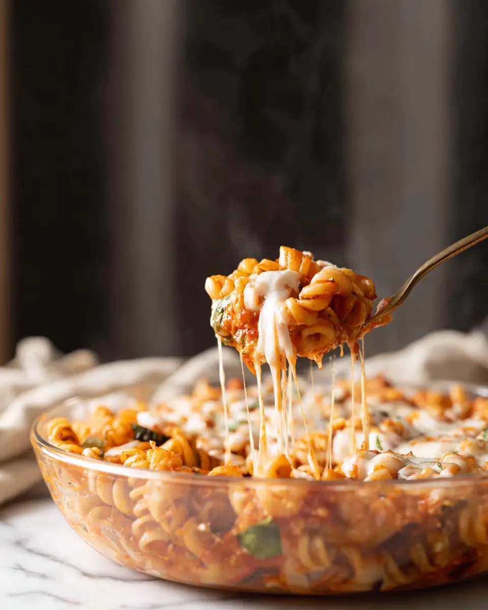 A delicious plate of Air Fryer No-Boil Baked Pasta