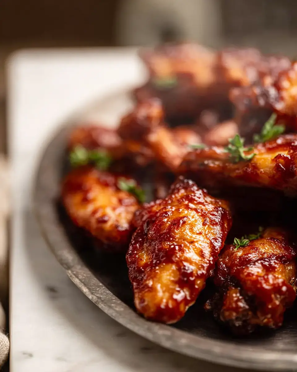 A delicious plate of Air Fryer Spicy BBQ Chicken Wings