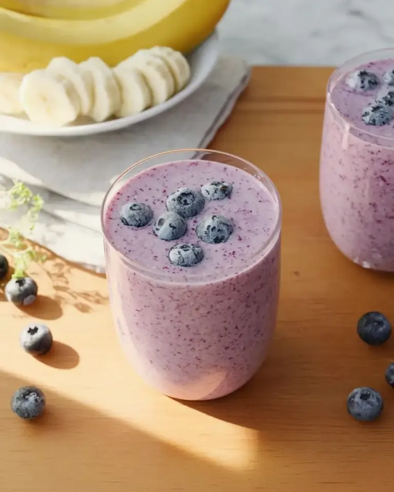 A delicious plate of Blueberry Banana Smoothie Recipe