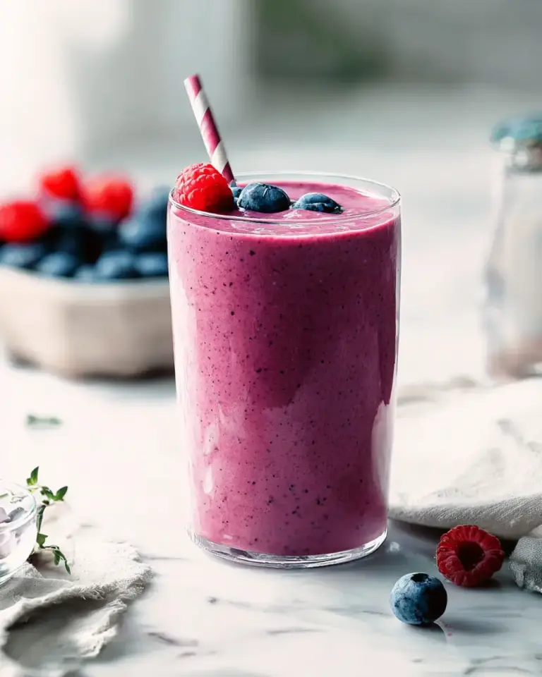 A delicious plate of Blueberry Raspberry Smoothie