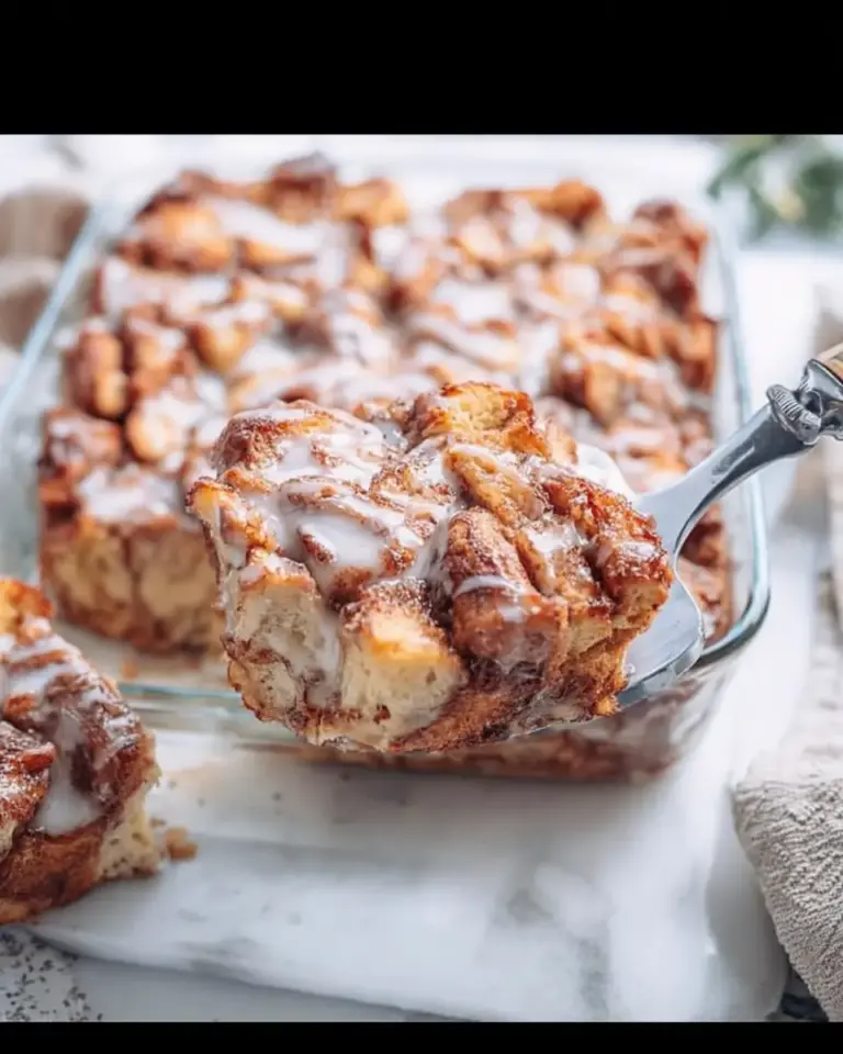 A delicious plate of Cinnamon Roll Bread Pudding Recipe