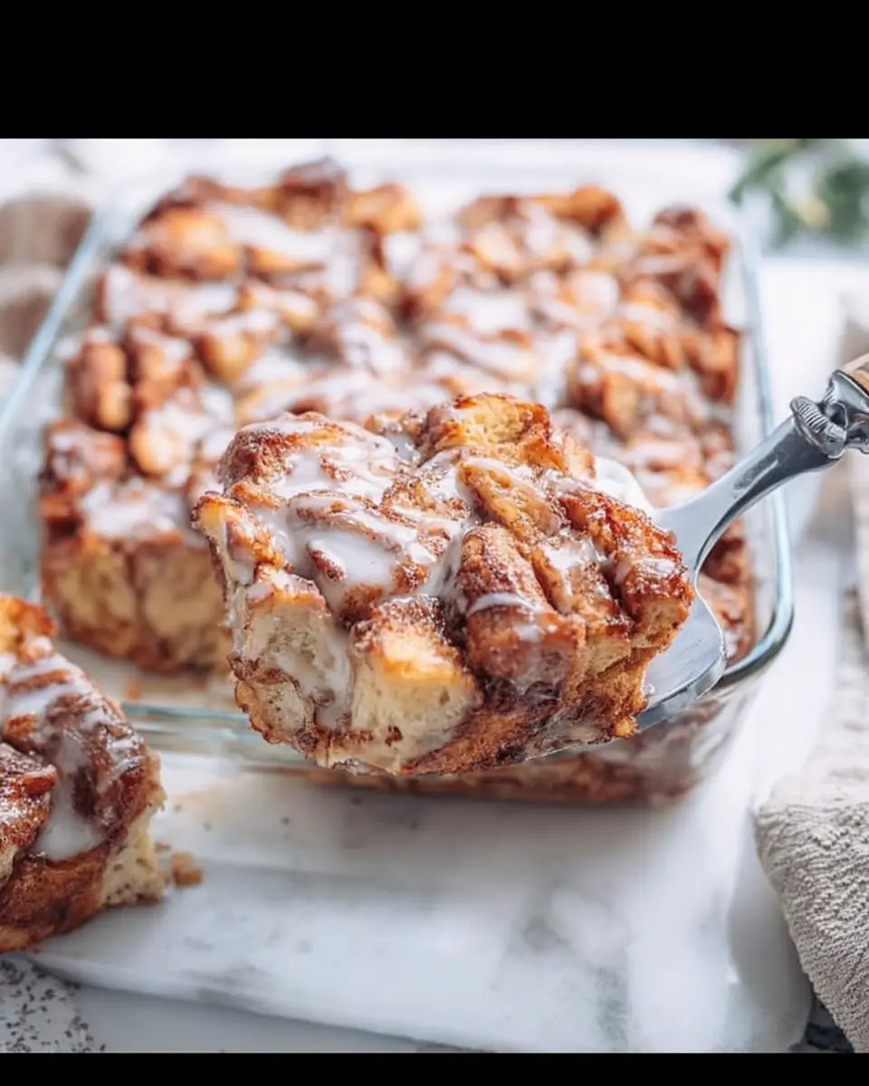 A delicious plate of Cinnamon Roll Bread Pudding Recipe