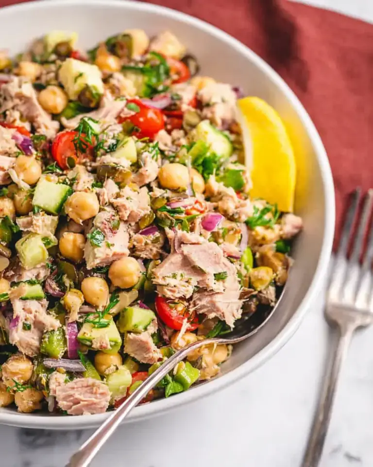 A delicious plate of Mediterranean Tuna and Chickpea Salad