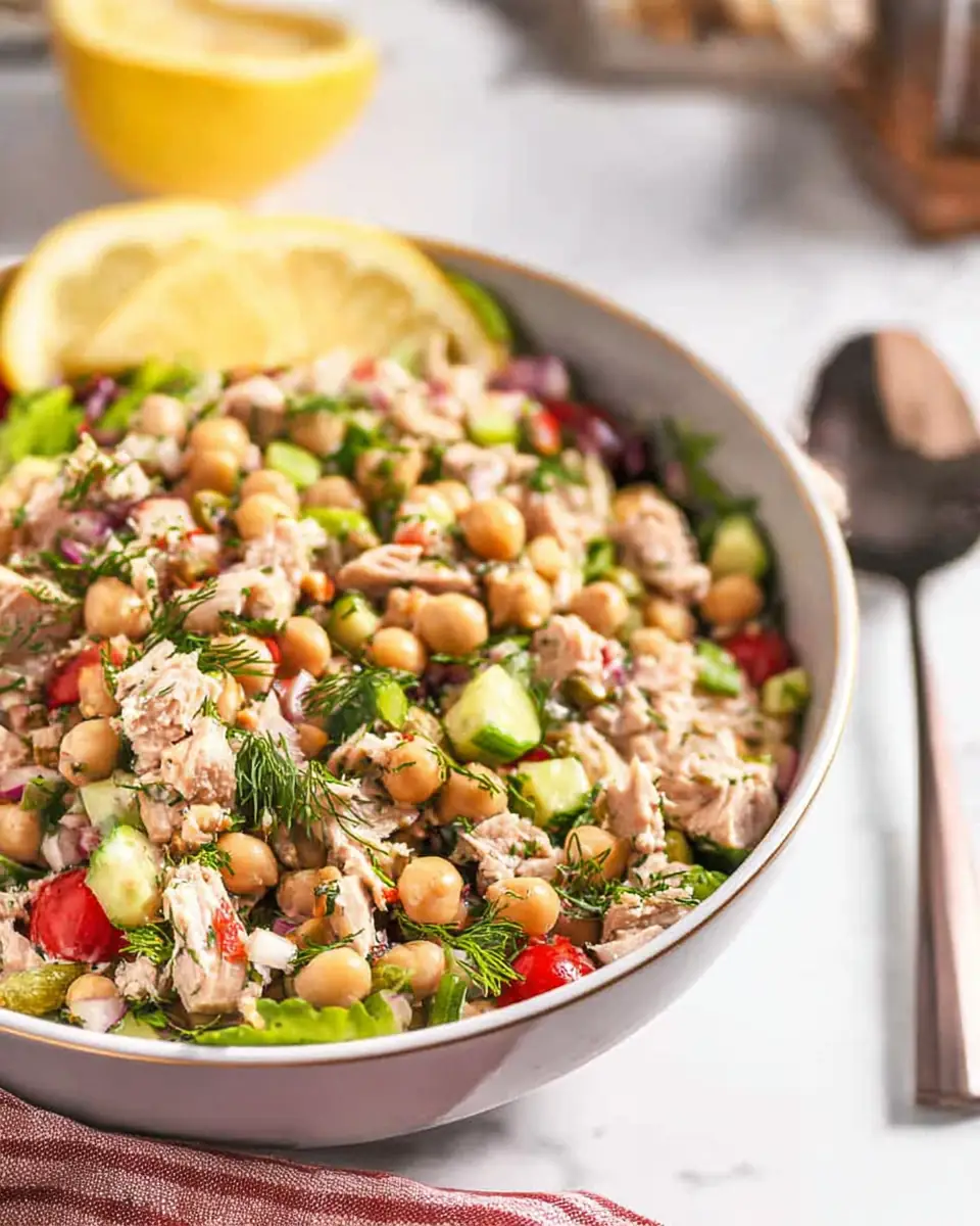 A delicious plate of Mediterranean Tuna and Chickpea Salad