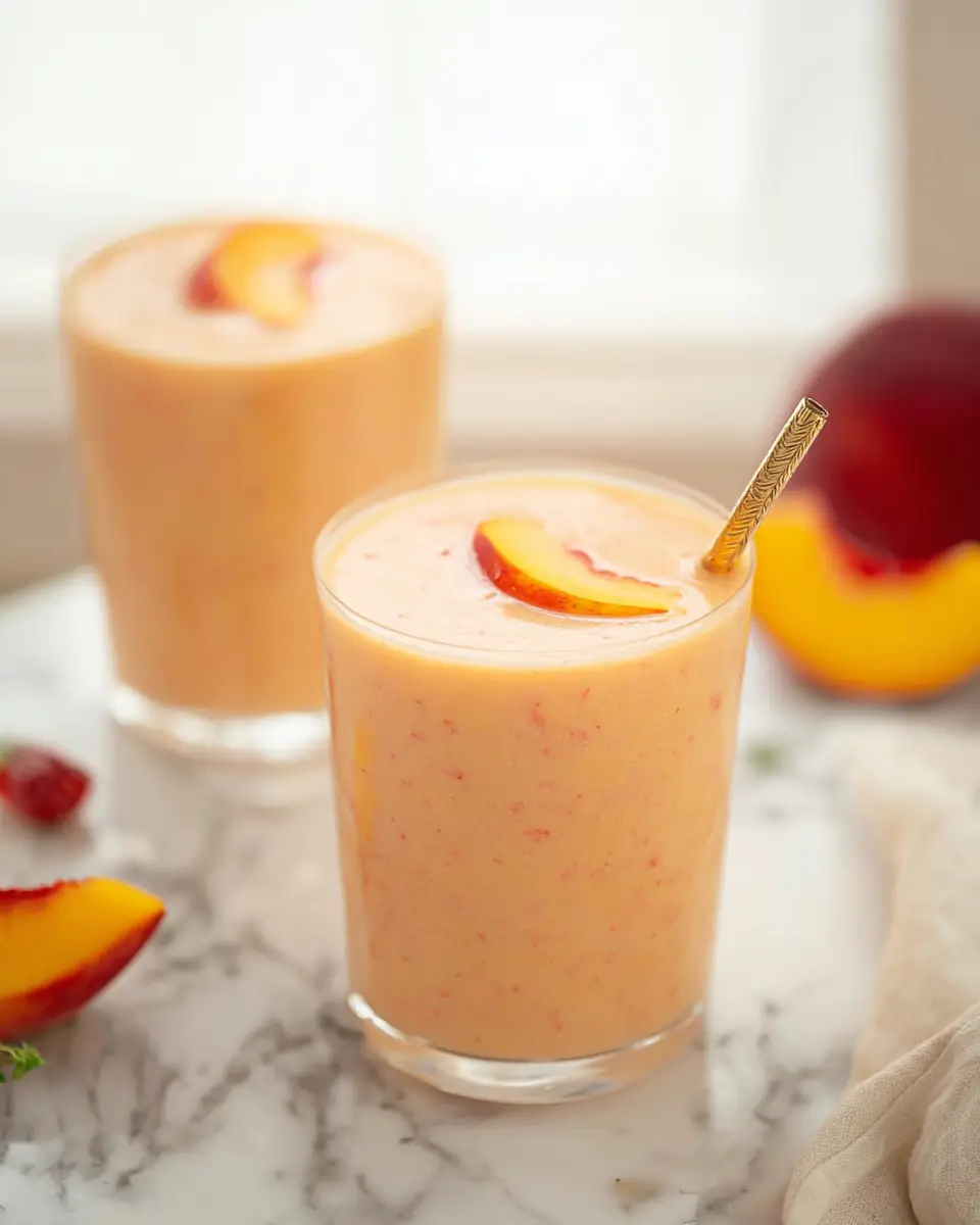 A delicious plate of Peach Honey Yogurt Smoothie
