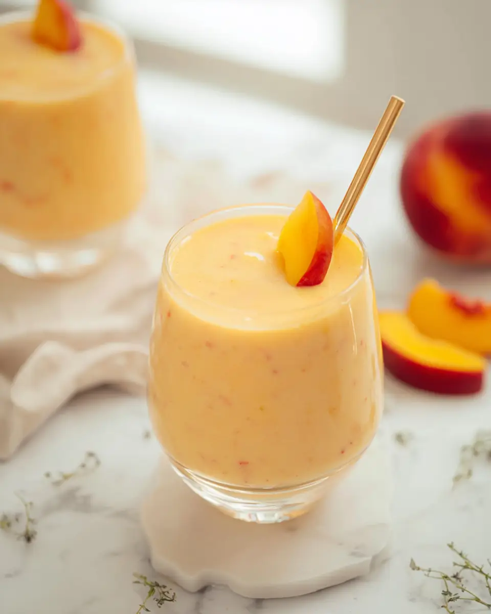 A delicious plate of Peach Honey Yogurt Smoothie