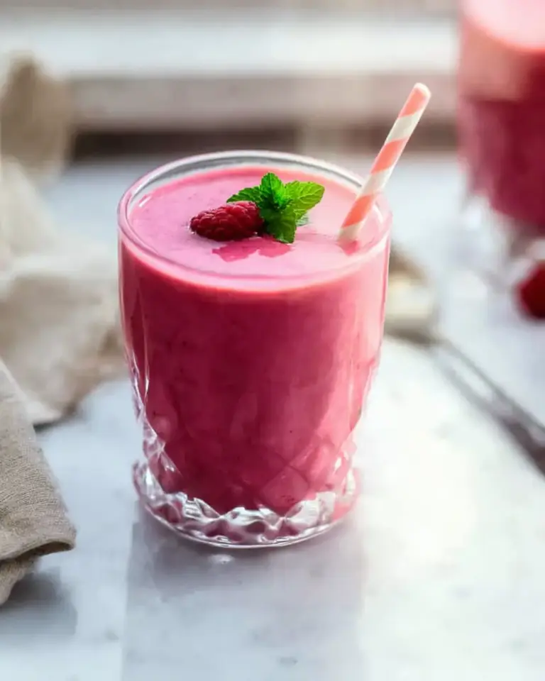 A delicious plate of Raspberry Smoothie Recipe