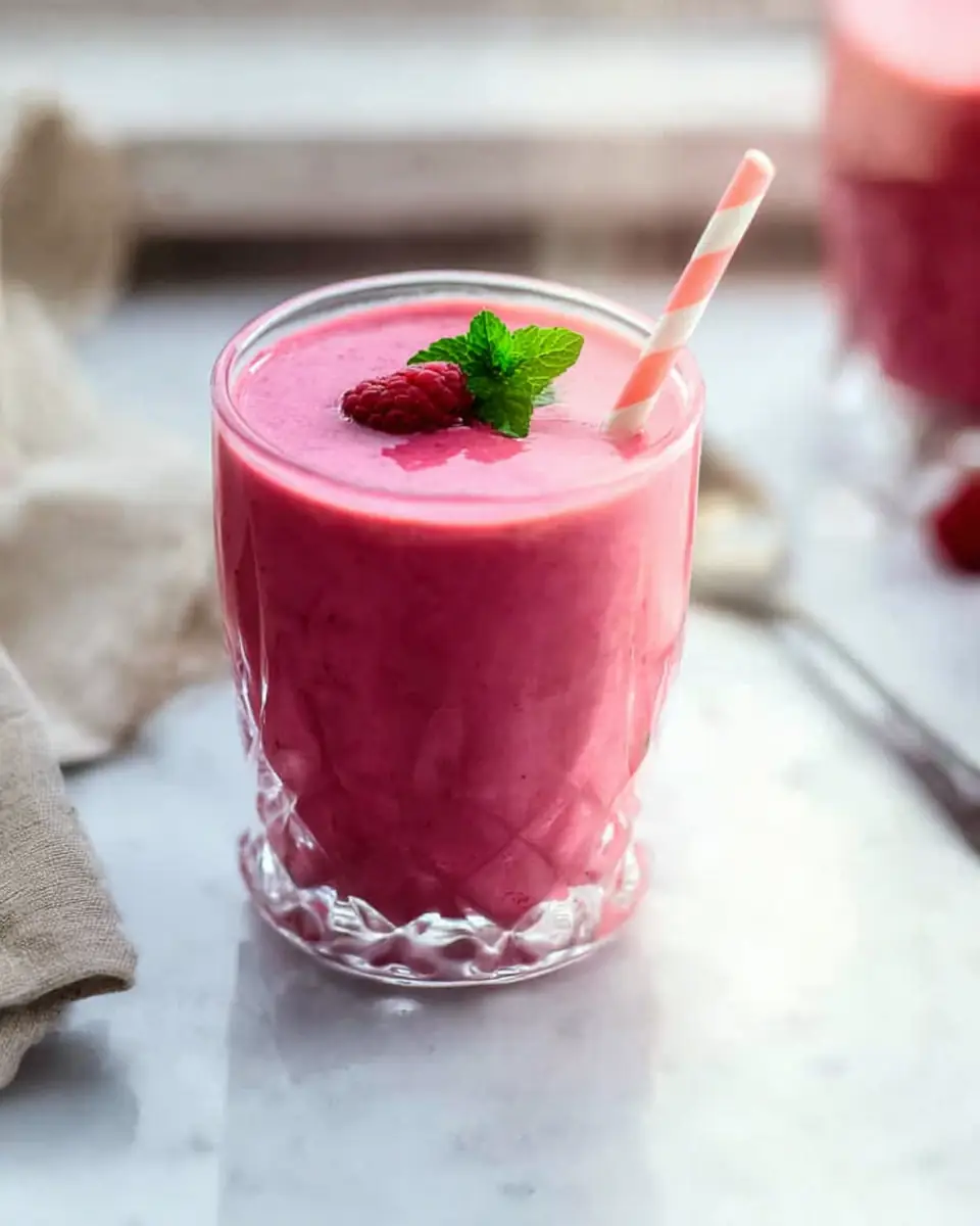 A delicious plate of Raspberry Smoothie Recipe