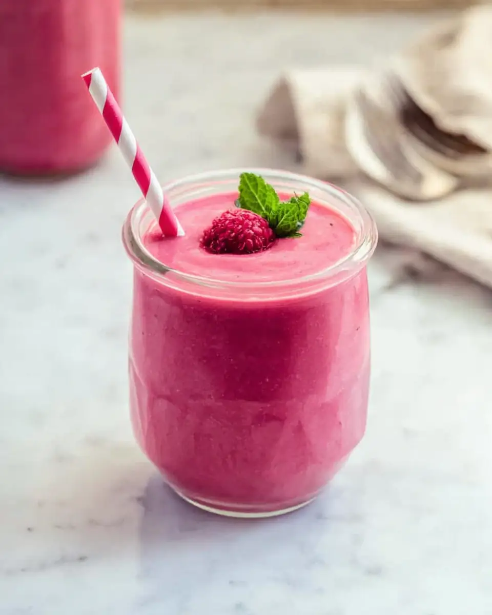 A delicious plate of Raspberry Smoothie Recipe