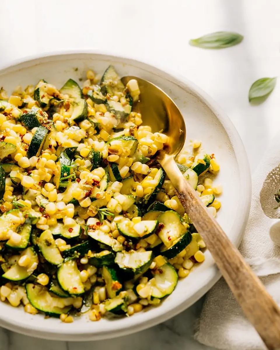 A delicious plate of Sauteed Zucchini and Corn