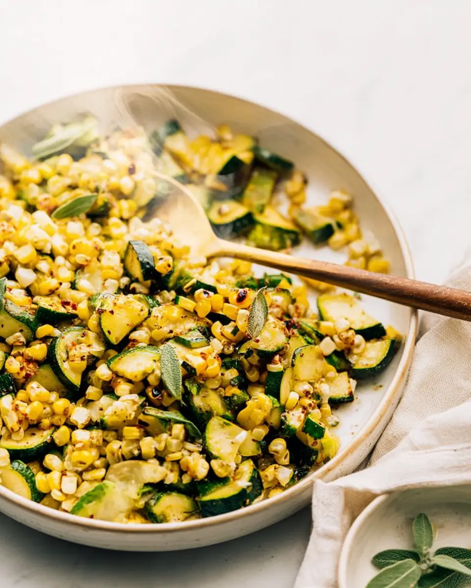 A delicious plate of Sauteed Zucchini and Corn