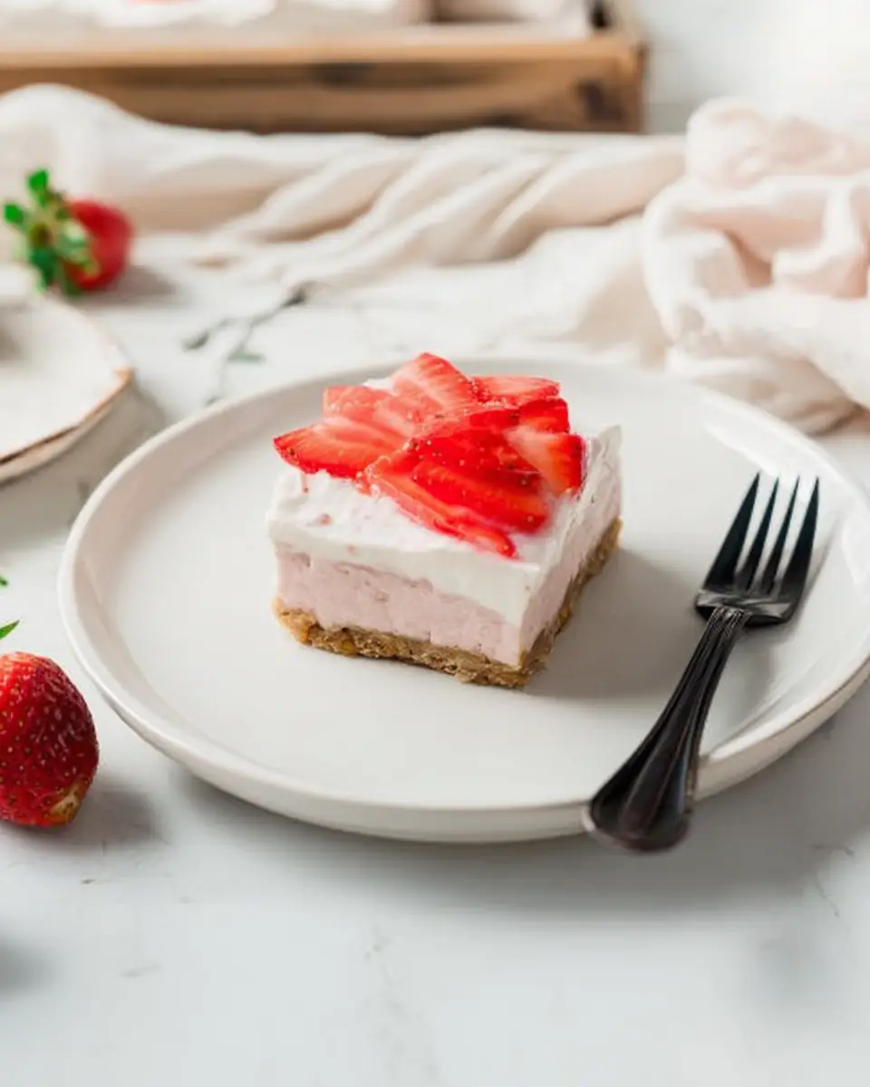 A delicious plate of Strawberry Cheesecake Bars Recipe