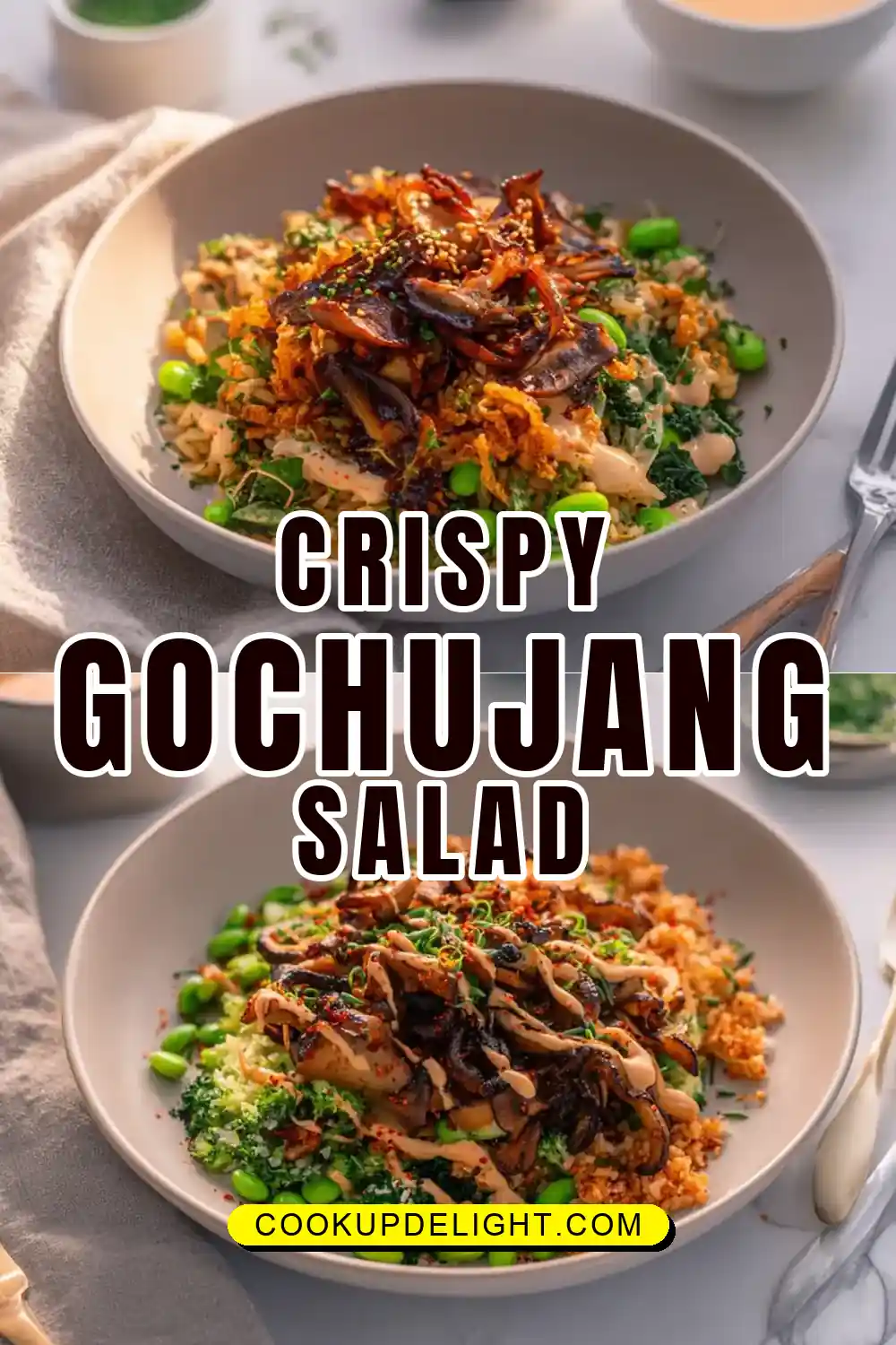 Crispy Rice Salad with Gochujang Mushrooms