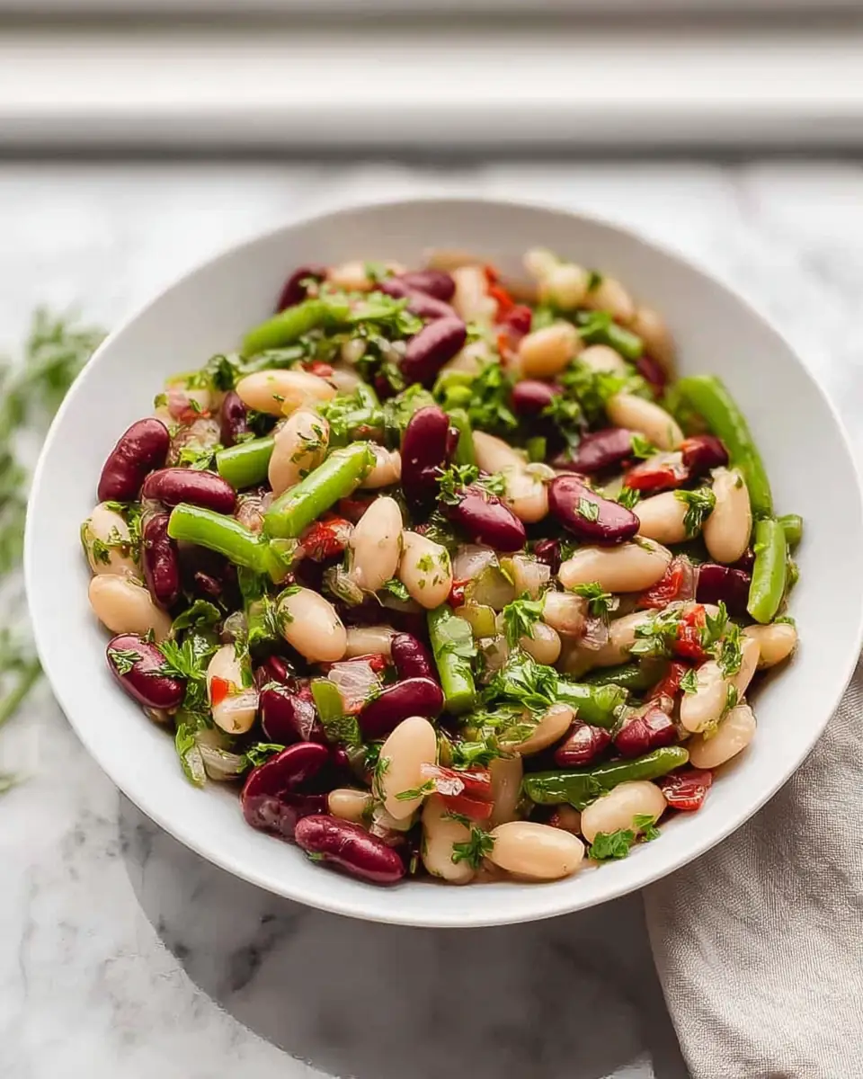 A delicious plate of Classic Three Bean Salad