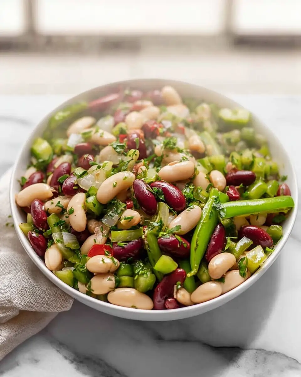 A delicious plate of Classic Three Bean Salad