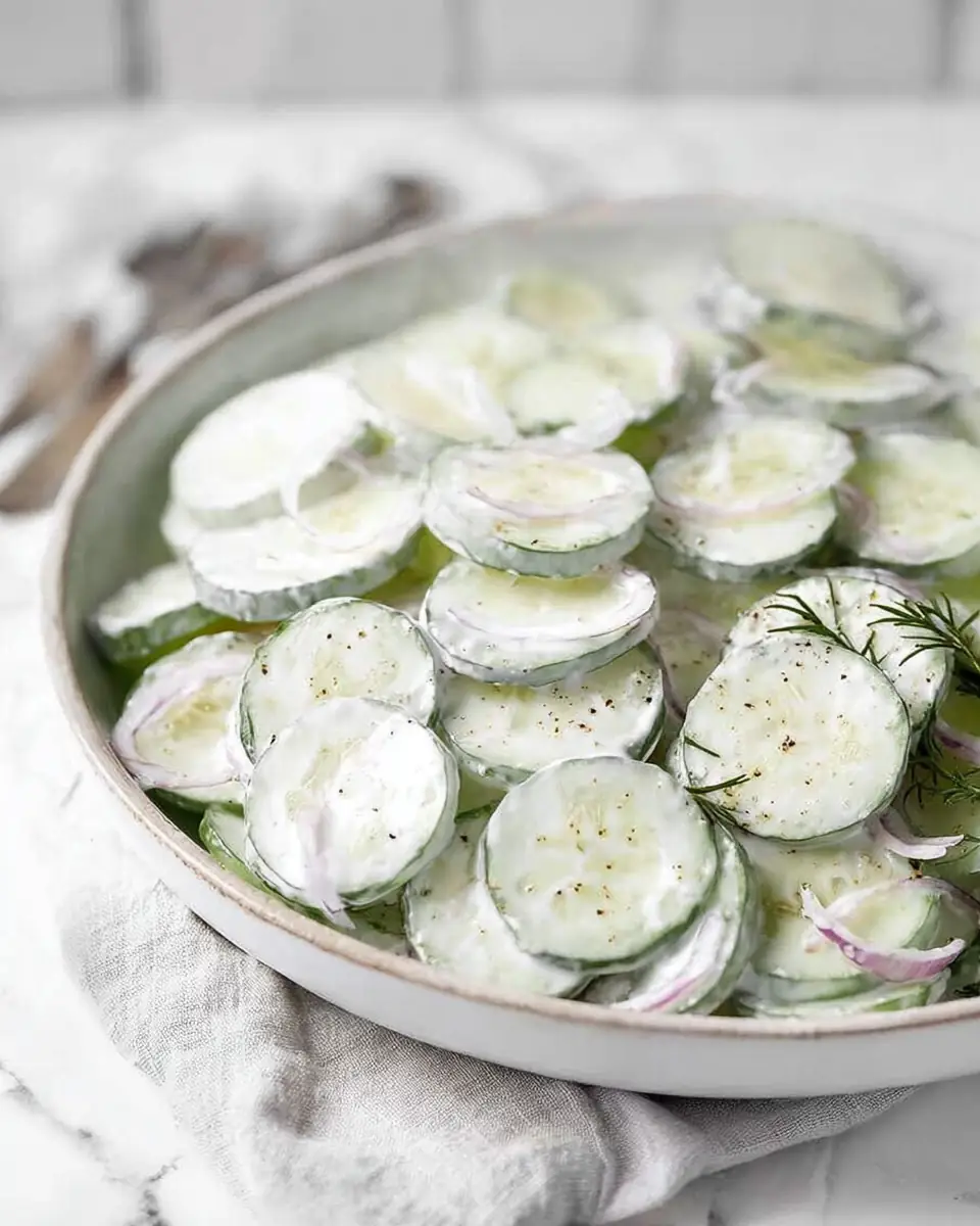 A delicious plate of Creamy Cucumber Salad