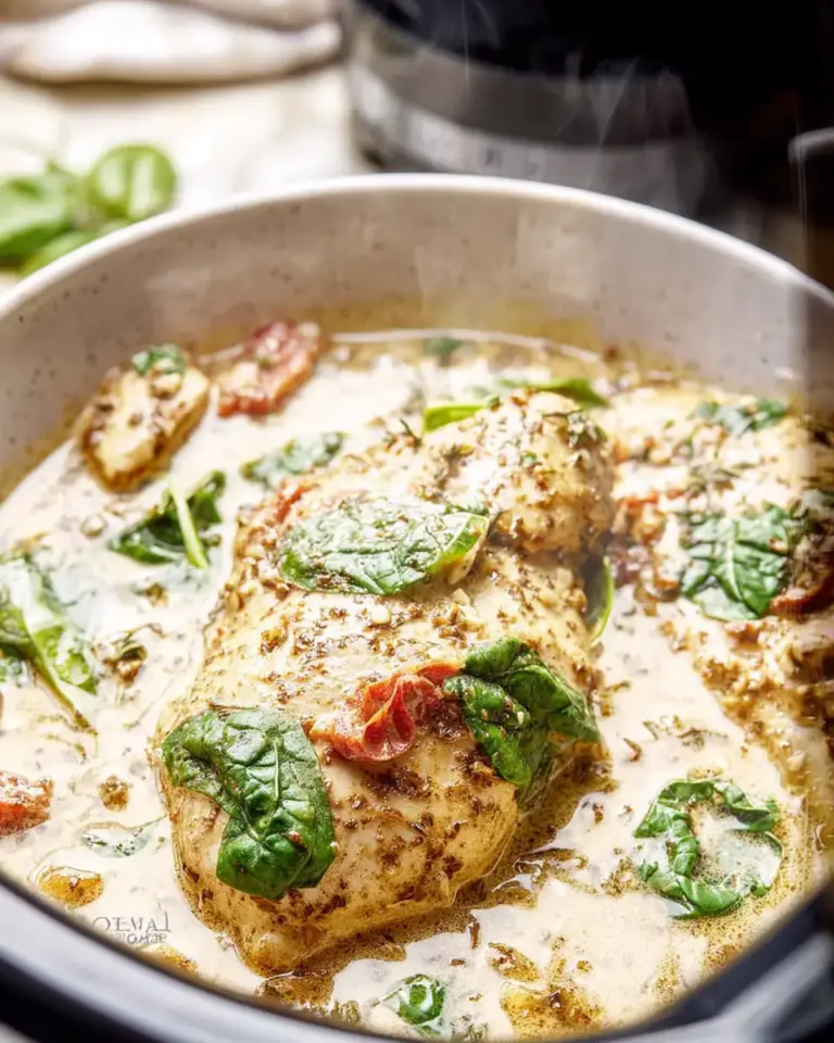 A delicious plate of Crock Pot Tuscan Chicken