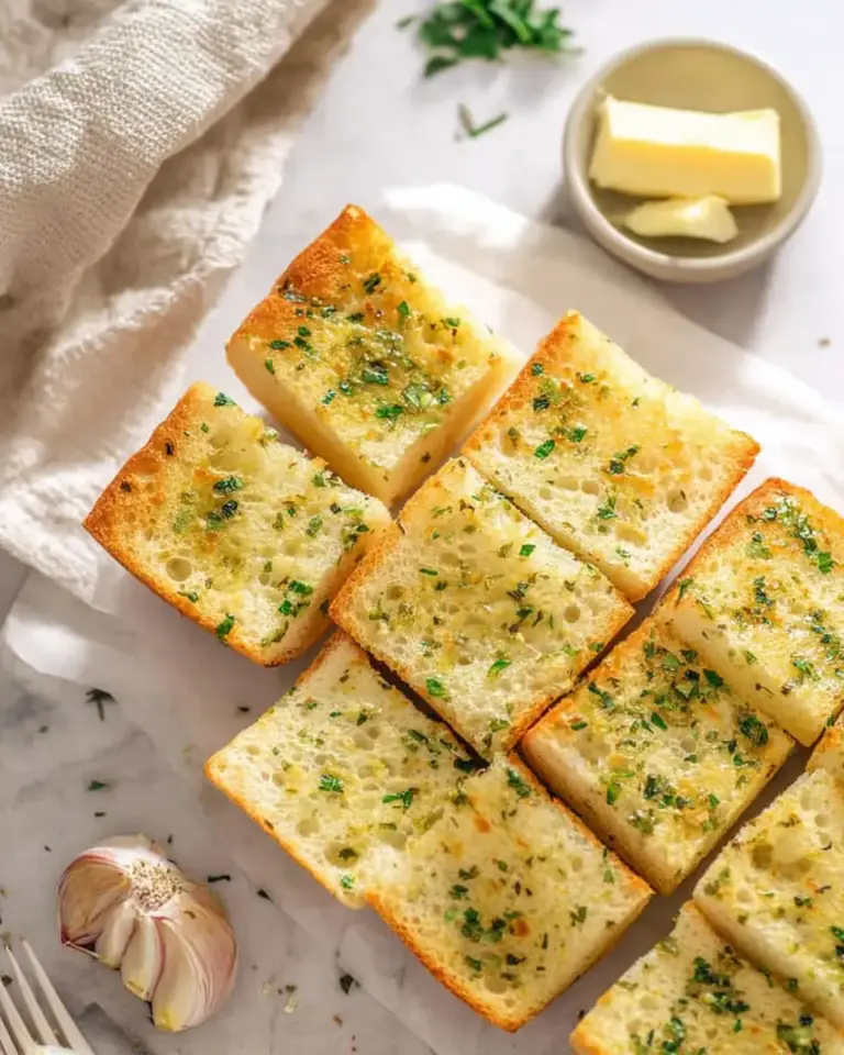 A delicious plate of Homemade Garlic Bread