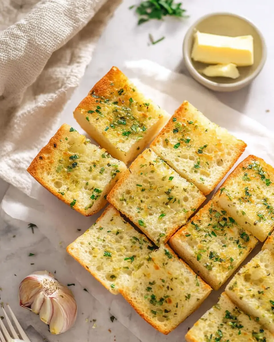 A delicious plate of Homemade Garlic Bread
