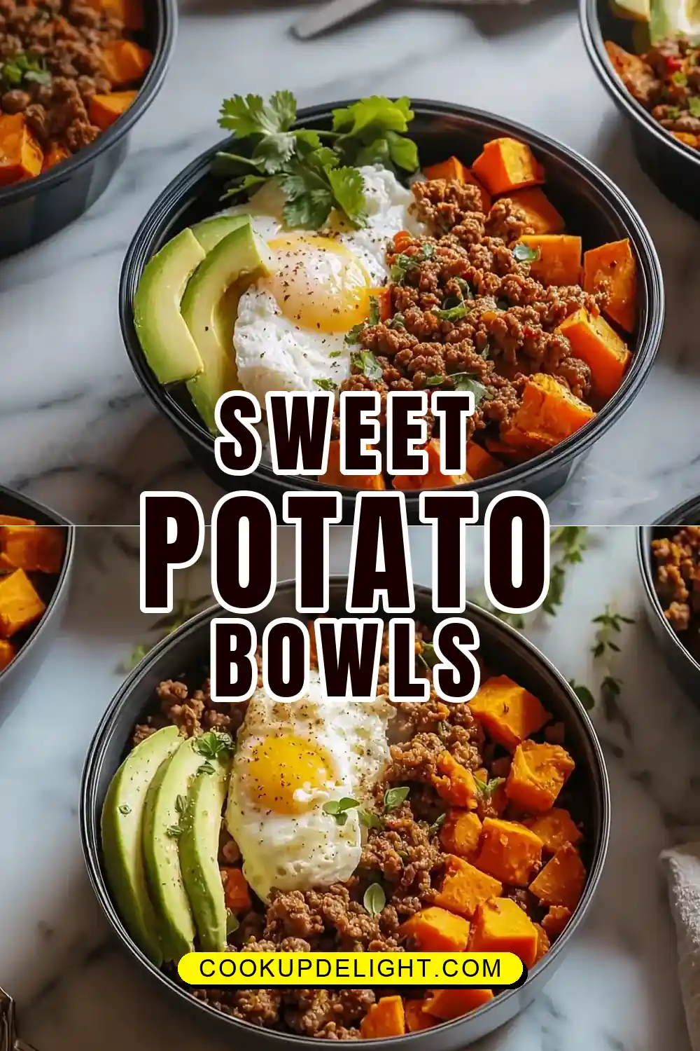 Hot Honey Ground Beef Sweet Potato Bowls