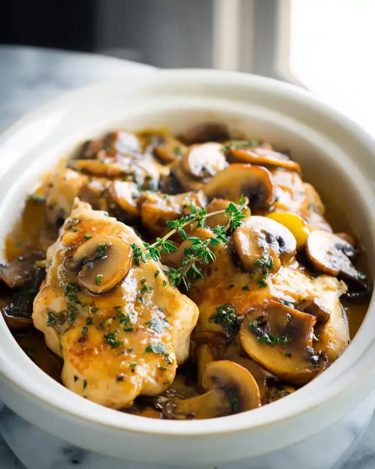 A delicious plate of Slow Cooker Chicken Marsala