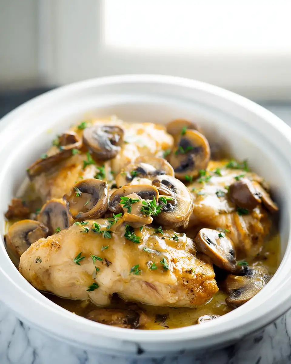 A delicious plate of Slow Cooker Chicken Marsala