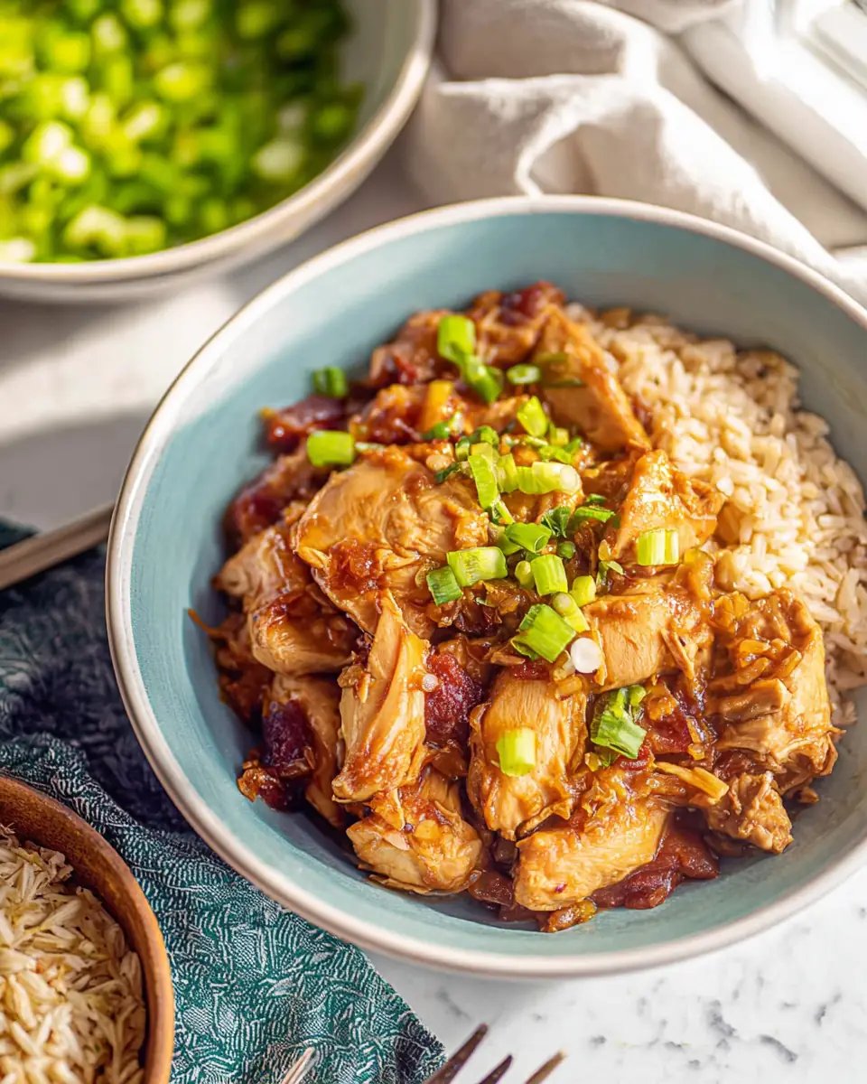 A delicious plate of Slow Cooker Honey Garlic Chicken